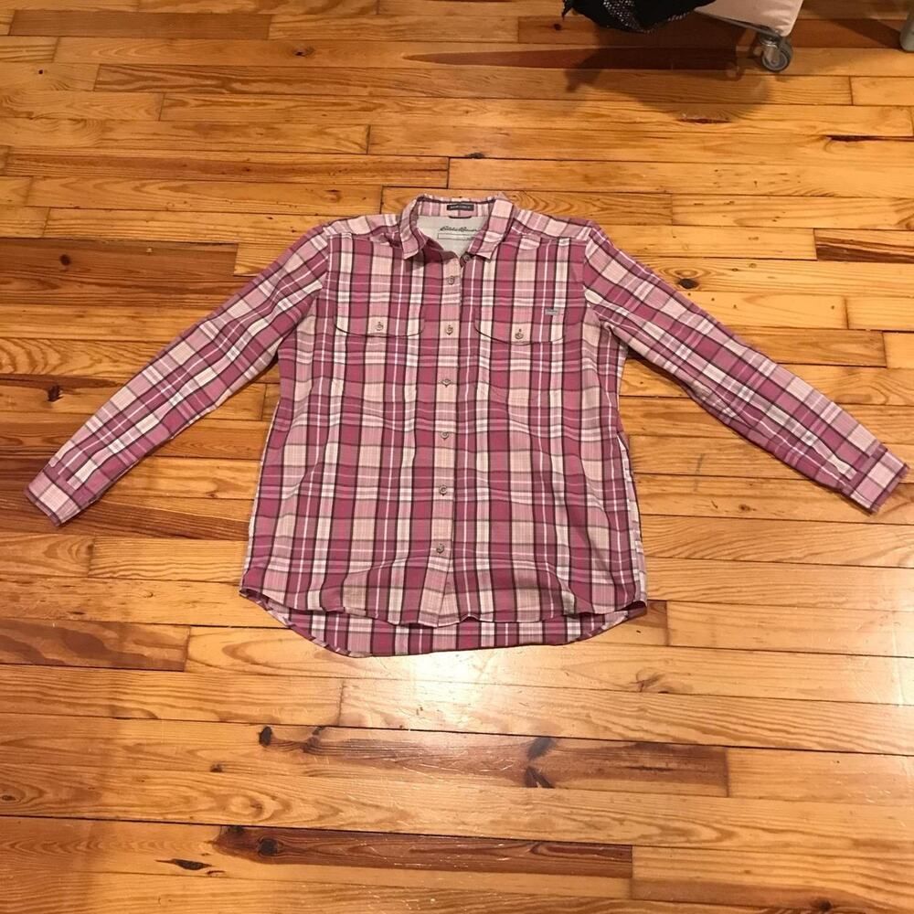 Eddie Bauer Shades of Pink Plaid Button Up